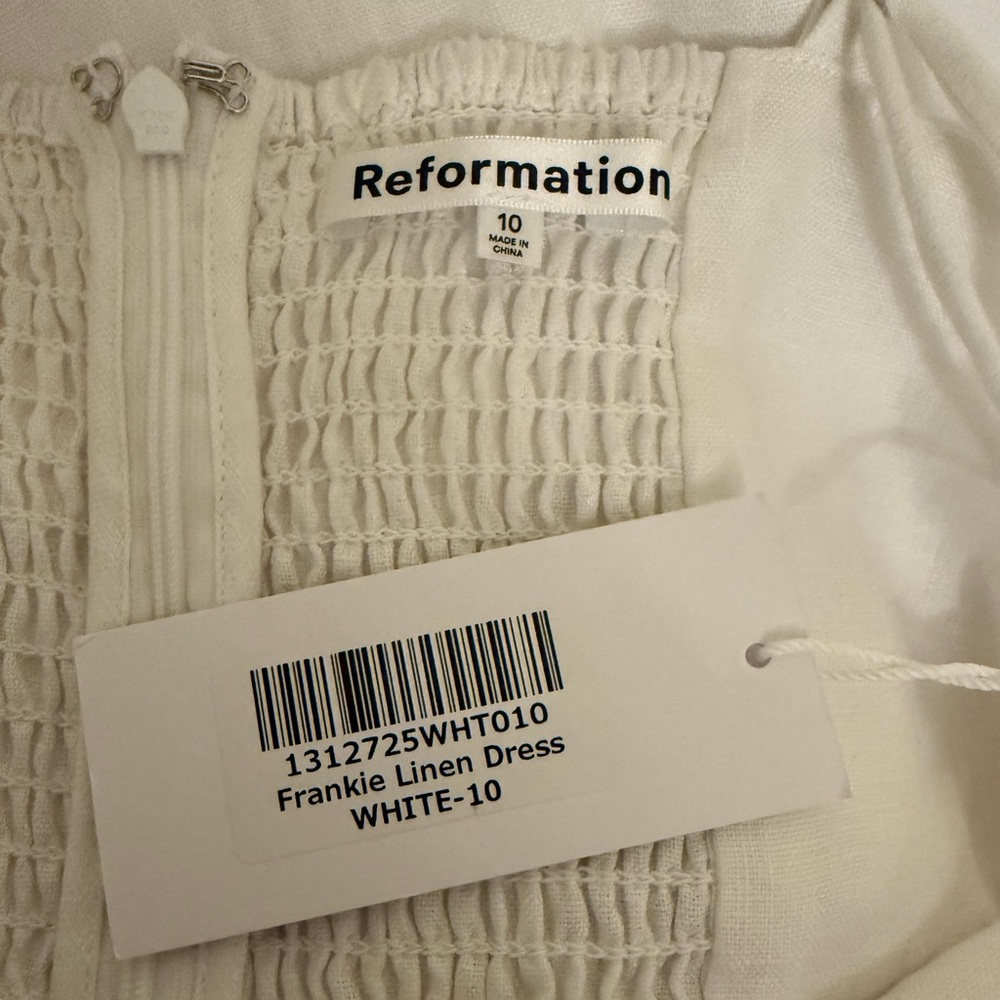 Reformation Frankie Linen Dress in White Maxi Dress Adjustable Straps size 10 - Picture 9 of 12